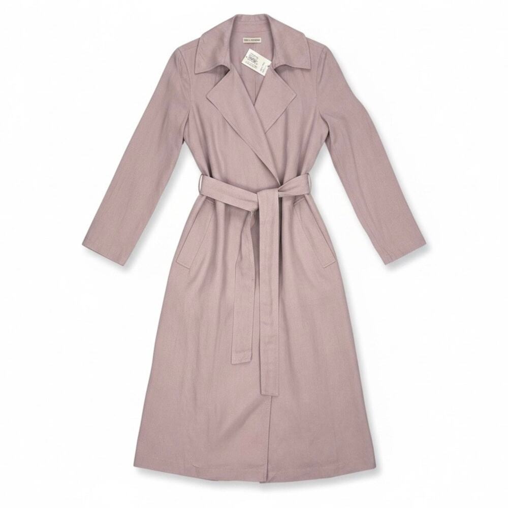 NWT ULLA JOHNSON Women's Lightweight TRENCH COAT Long Sleeve LAVENDER Size SMALL